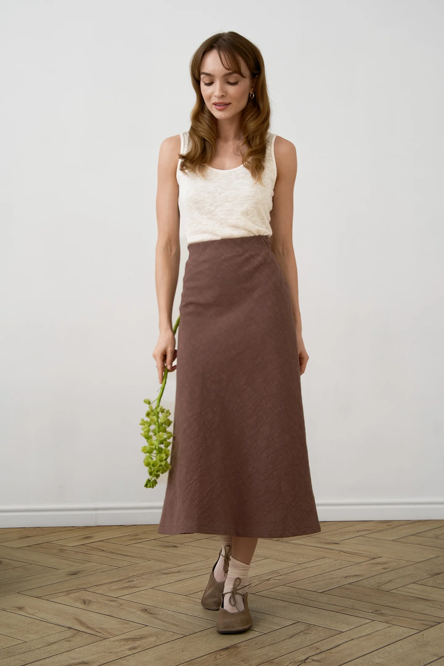 Юбка-миди из крапивы «Шалфей»